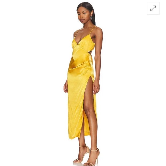 Elegant Yellow Spaghetti Strap Dress - Picture 3 of 4